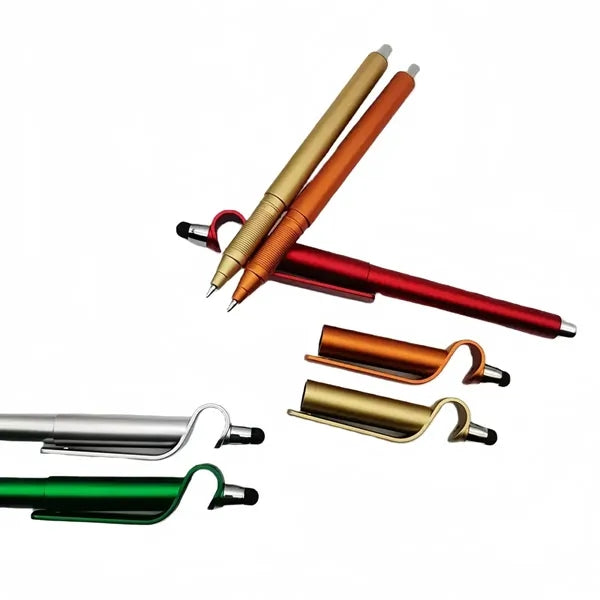 Mobile phone stand with a ballpoint pen