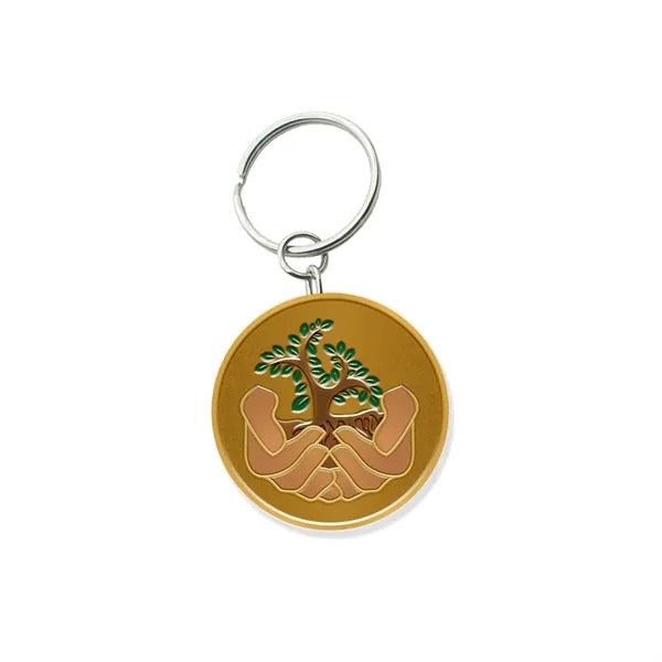 Solid Iron Keychain with Shiny Brass Plating