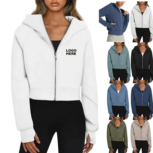 Women's Cropped Zip-Up Hoodie Jacket