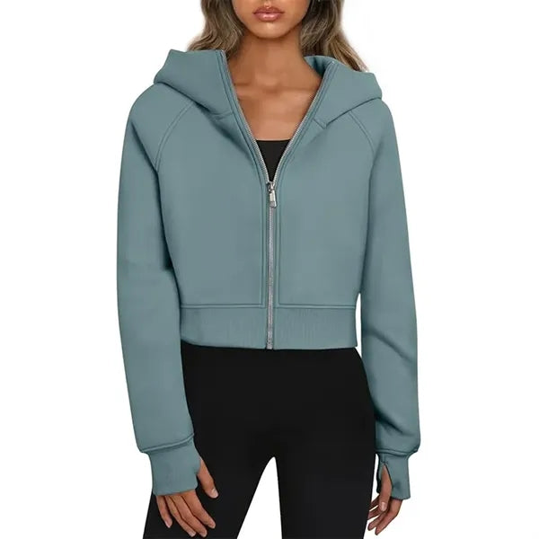 Women's Cropped Zip-Up Hoodie Jacket