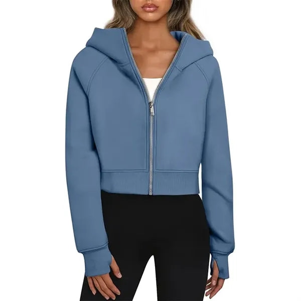 Women's Cropped Zip-Up Hoodie Jacket