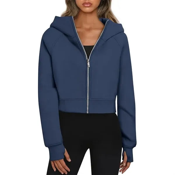 Women's Cropped Zip-Up Hoodie Jacket