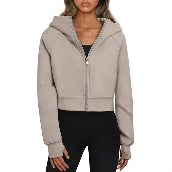 Women's Cropped Zip-Up Hoodie Jacket