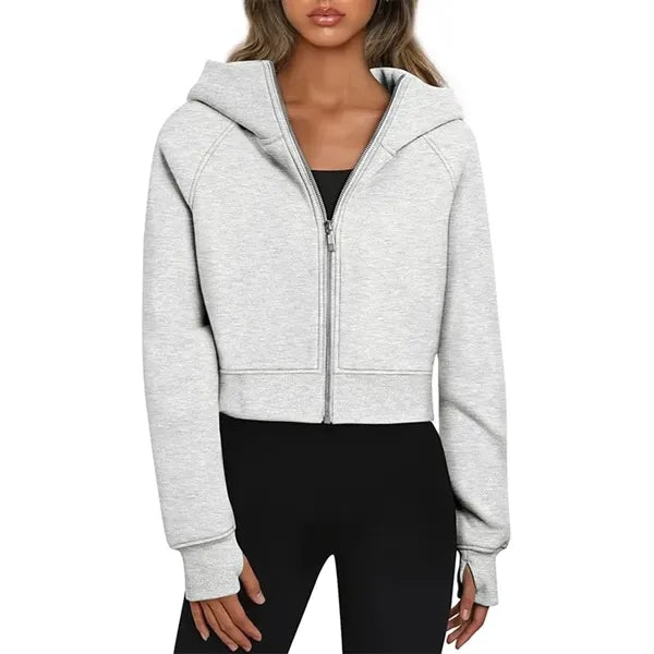 Women's Cropped Zip-Up Hoodie Jacket