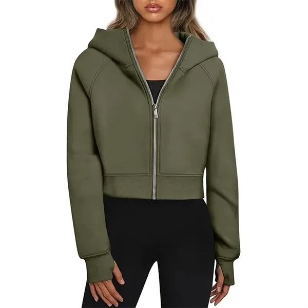 Women's Cropped Zip-Up Hoodie Jacket