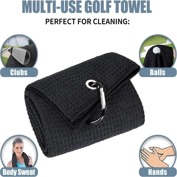 24 in x 16 in Golf Towel -Tri-Fold Microfiber Waffle Pattern