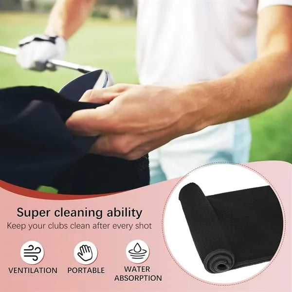 24 in x 16 in Golf Towel -Tri-Fold Microfiber Waffle Pattern