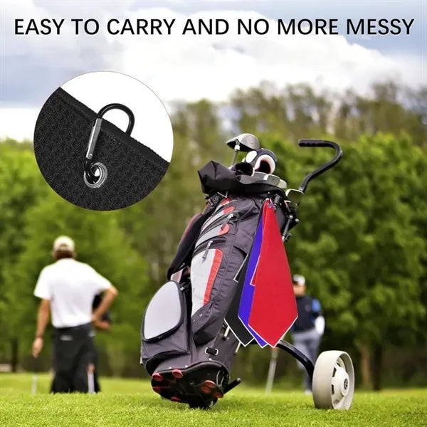 24 in x 16 in Golf Towel -Tri-Fold Microfiber Waffle Pattern