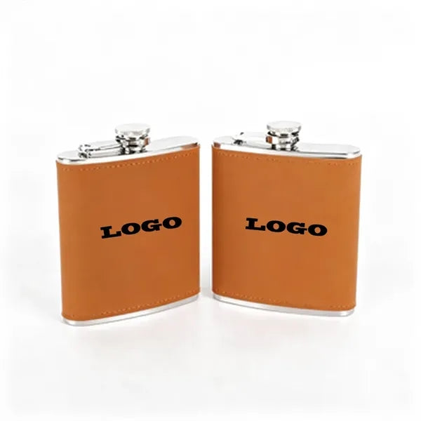 6Oz Leather Flask With Stainless Steel For Men