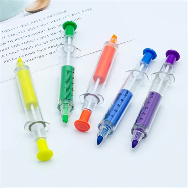Syringe Shaped Highlighter and Pen Combo