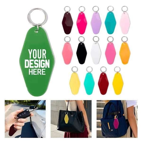 Plastic hotel keychain, motel keychain