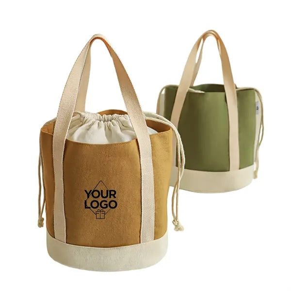 Insulated Canvas Lunch Bag with Drawstring
