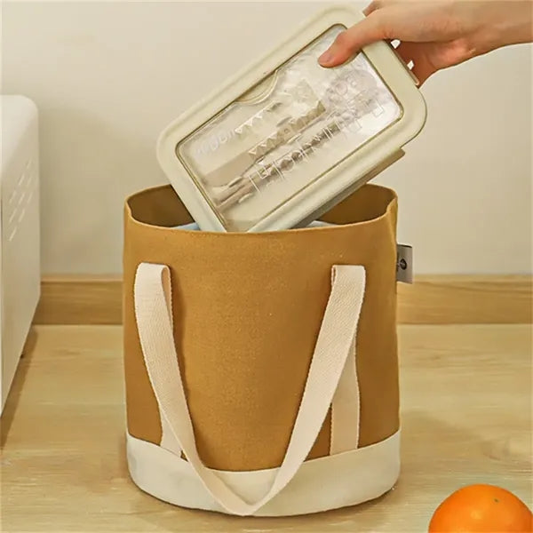 Insulated Canvas Lunch Bag with Drawstring