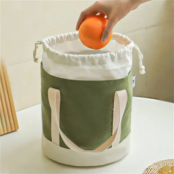Insulated Canvas Lunch Bag with Drawstring