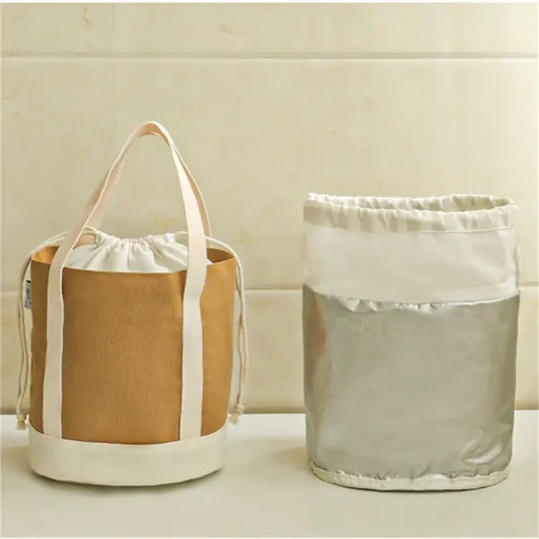 Insulated Canvas Lunch Bag with Drawstring