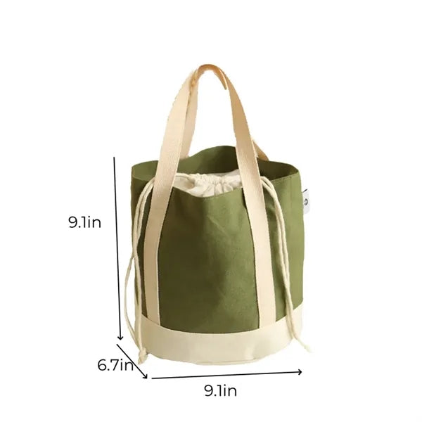 Insulated Canvas Lunch Bag with Drawstring