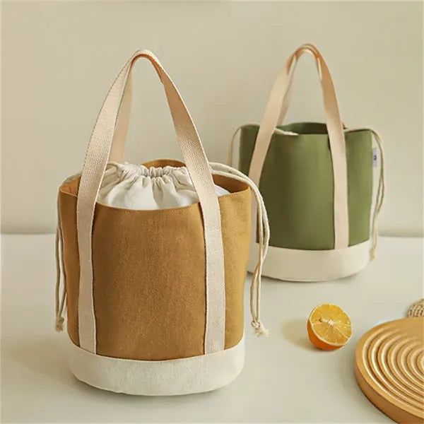 Insulated Canvas Lunch Bag with Drawstring