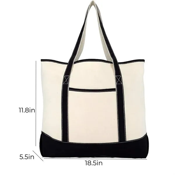 Canvas Tote Bag with Zipper Pocket