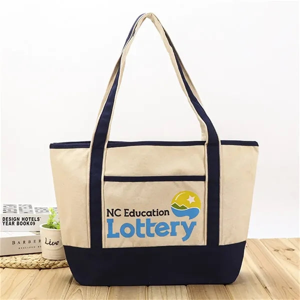 Canvas Tote Bag with Zipper Pocket