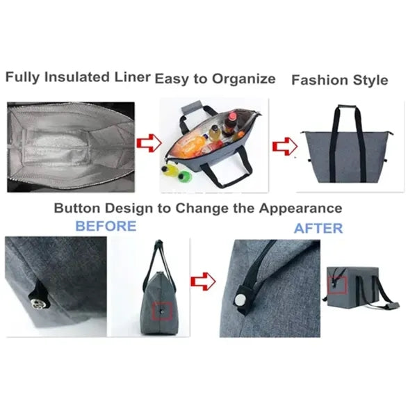 Large Capacity Collapsible Insulated Outdoor Cooler Bag