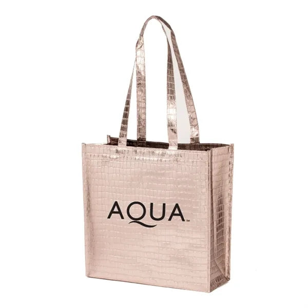 Glam Metallic Croc Shopper ( 14" W X 14" H X 5.5" D )