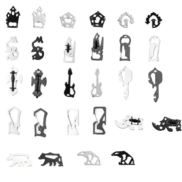 Multifunctional stainless steel tool card, key chain