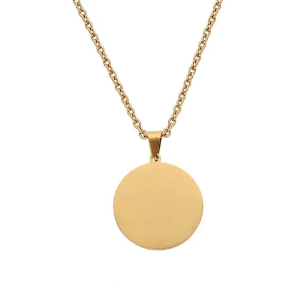 Dual Sided Mirror Medal Pendant Necklace