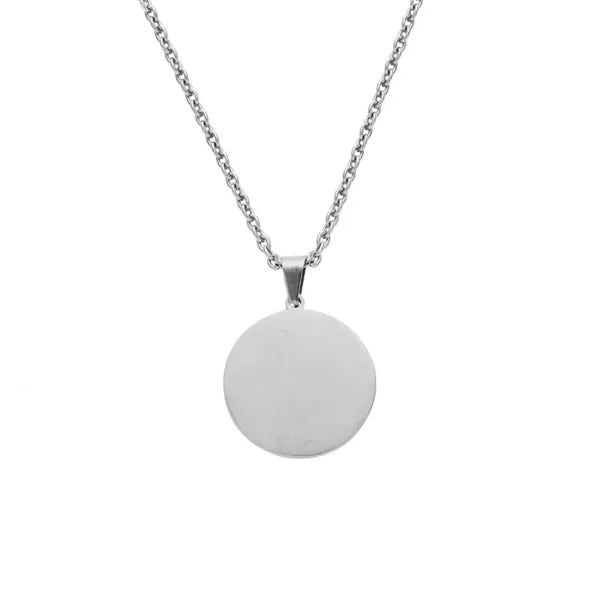 Dual Sided Mirror Medal Pendant Necklace