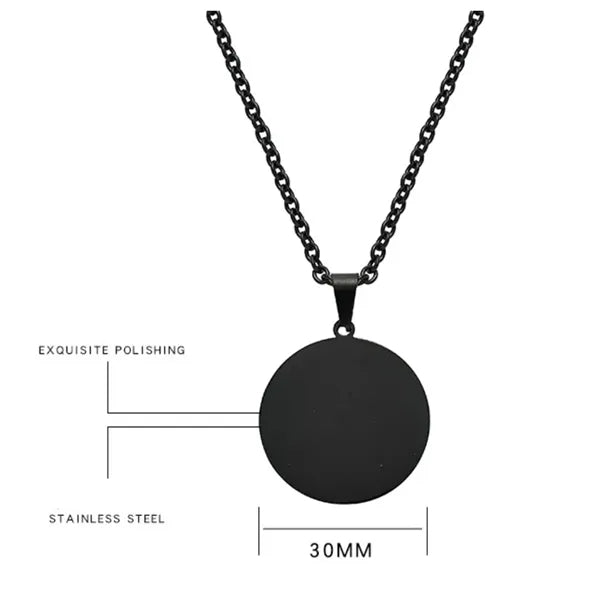 Dual Sided Mirror Medal Pendant Necklace