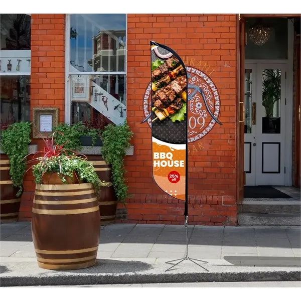 2ft x 7.58ft Feather Flag - Mesh_Spike base