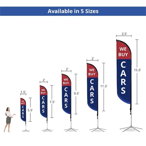 2ft x 7.58ft Feather Flag - Mesh_Spike base