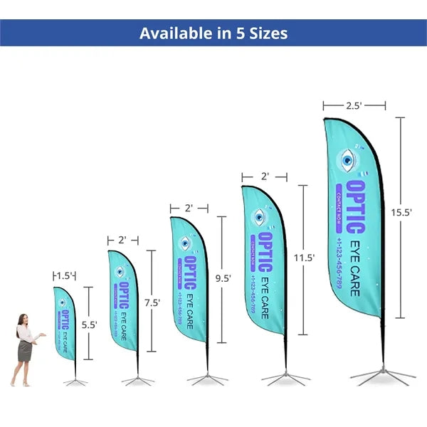 2' x 7.58' Feather flag, Double Sided package w/spike base