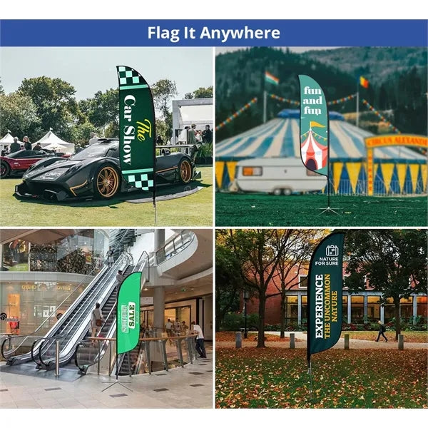 2' x 7.58' Feather flag, Double Sided package w/spike base
