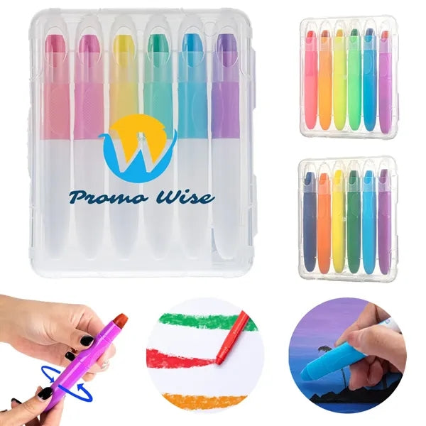6-Color Water-Based Non-Toxic Easy Wash-Off Twist-up Crayons