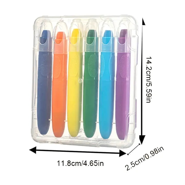 6-Color Water-Based Non-Toxic Easy Wash-Off Twist-up Crayons
