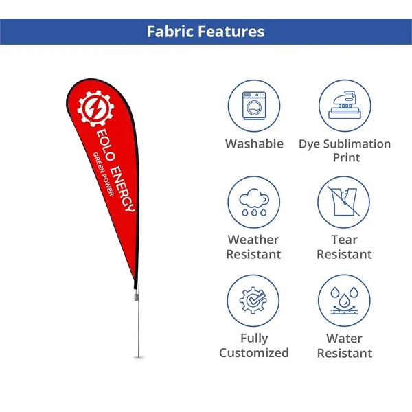 2.08Ft x 5Ft Teardrop Flag-Double Sided Package w/Spike Base