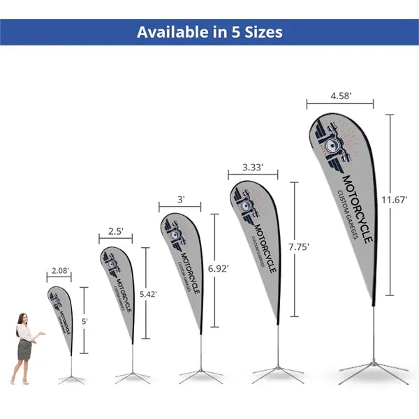 2.08Ft x 5Ft Teardrop Flag-Double Sided Package w/Spike Base