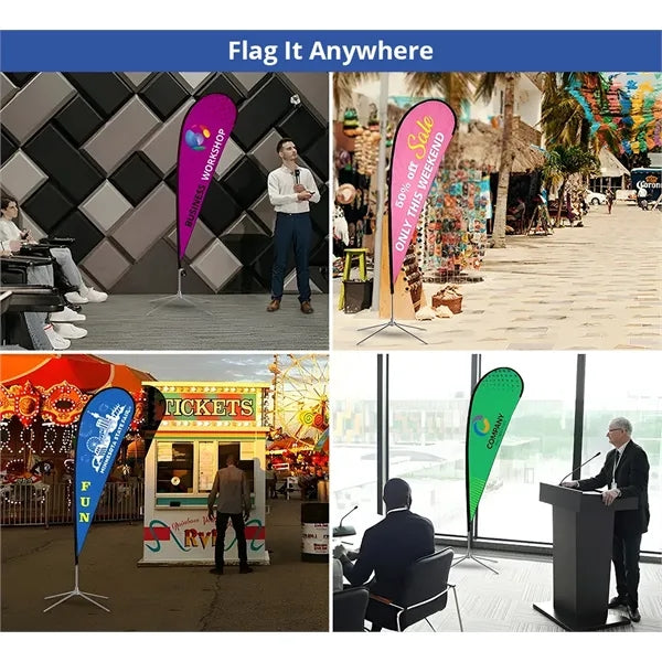 2.08Ft x 5Ft Teardrop Flag-Double Sided Package w/Spike Base