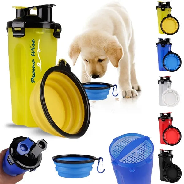 Portable Outdoor Pet Feed Water Cup with Foldable Food Bowl