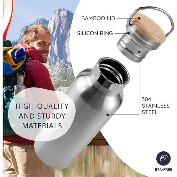 Wide-Mouth Insulated Sports Bottle With Cork Fabric Sleeve