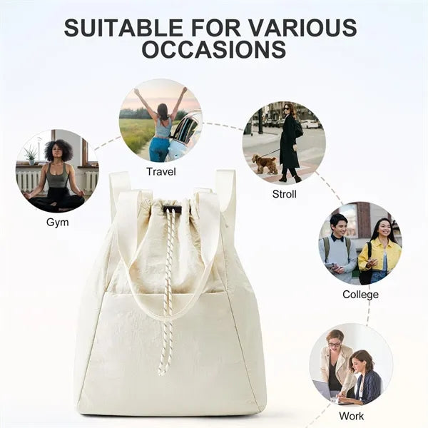 Lightweight Drawstring Durable Versatile Dual-Use Backpack