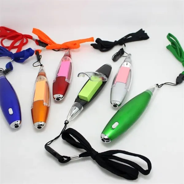 3-in-1 Lanyard Pen with Light and Notepad