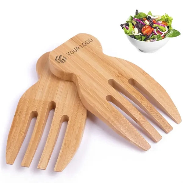 Kitchen gadgets wooden hand serving tossing salad tong