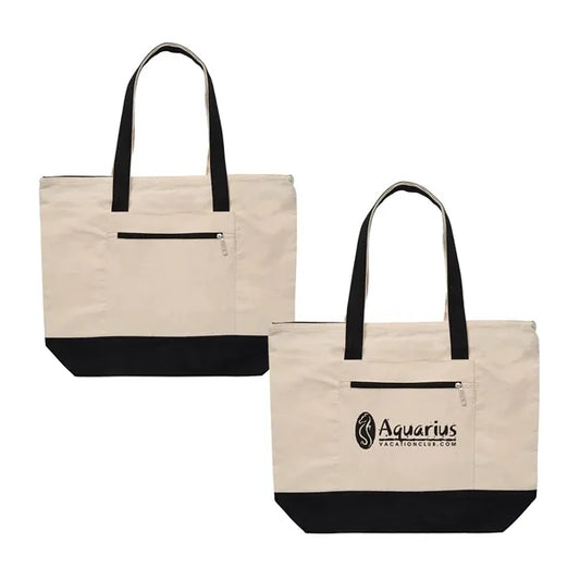 Zippered Cotton Canvas Tote Bag