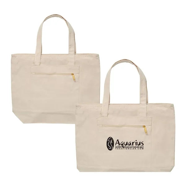 Zippered Cotton Canvas Tote Bag