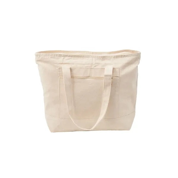 Zippered Cotton Canvas Tote Bag