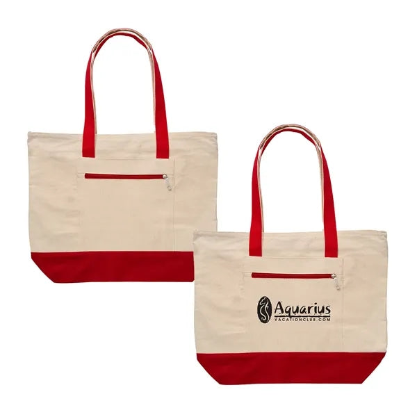 Zippered Cotton Canvas Tote Bag