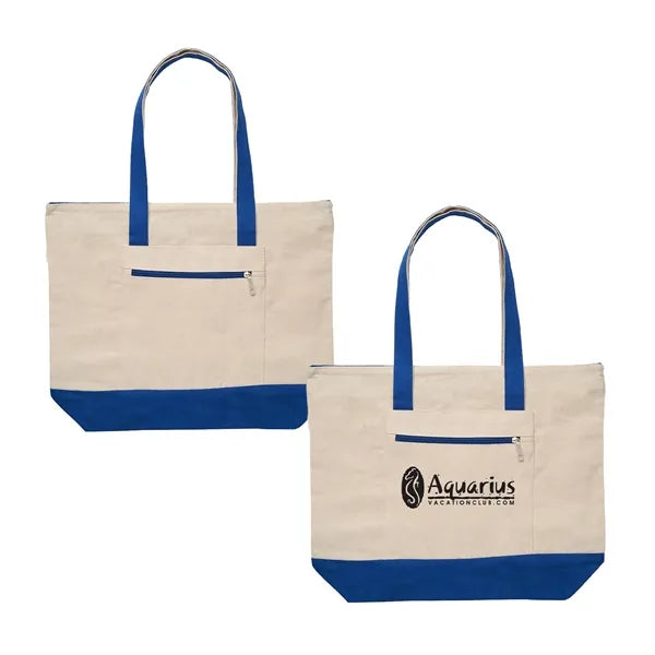 Zippered Cotton Canvas Tote Bag