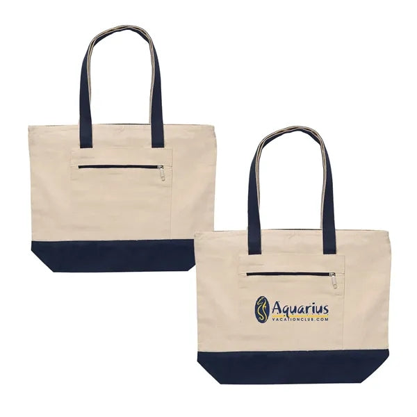 Zippered Cotton Canvas Tote Bag