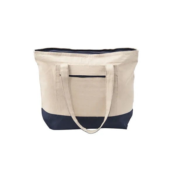 Zippered Cotton Canvas Tote Bag